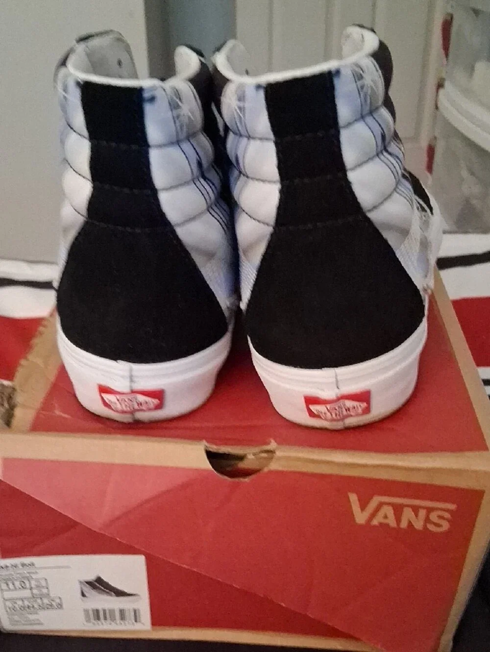 Vans Men’s Black and White High-Top Skate Sneakers